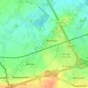 Mappa topografica Quenoque, altitudine, rilievo