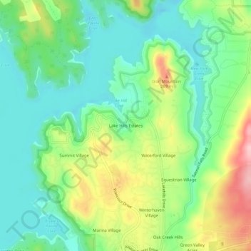 Mappa topografica Lake Hills Estates, altitudine, rilievo