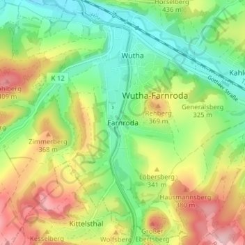 Mappa topografica Farnroda, altitudine, rilievo