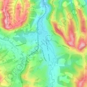 Mappa topografica Gan, altitudine, rilievo