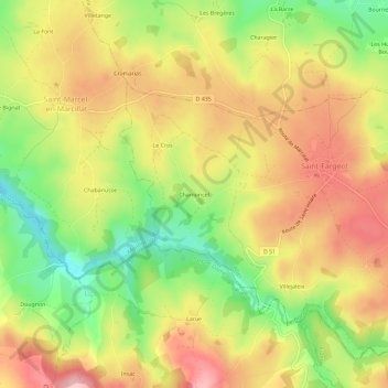 Mappa topografica Chamoncel, altitudine, rilievo