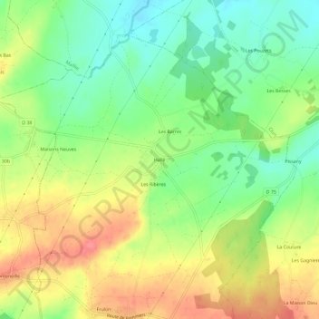 Mappa topografica Hallé, altitudine, rilievo