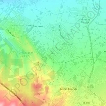Mappa topografica Híjar, altitudine, rilievo