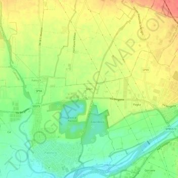 Mappa topografica Tolari, altitudine, rilievo