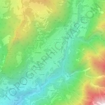 Mappa topografica Plésod, altitudine, rilievo