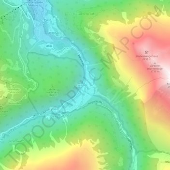 Mappa topografica Zwieselstein, altitudine, rilievo