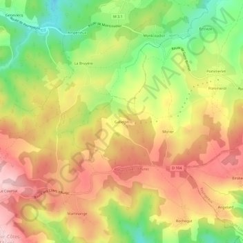 Mappa topografica Gabelon, altitudine, rilievo