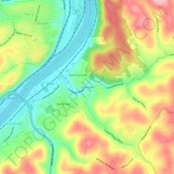 Mappa topografica Lovedale, altitudine, rilievo