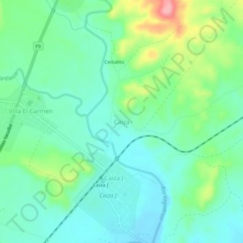 Mappa topografica Caiza, altitudine, rilievo