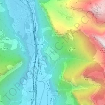 Mappa topografica Lutz, altitudine, rilievo