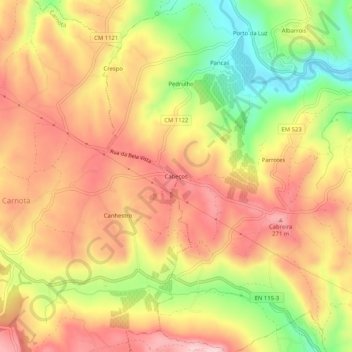 Mappa topografica Cabeços, altitudine, rilievo