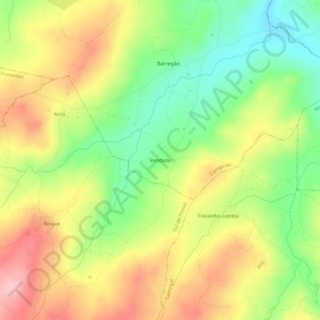 Mappa topografica Vendada, altitudine, rilievo