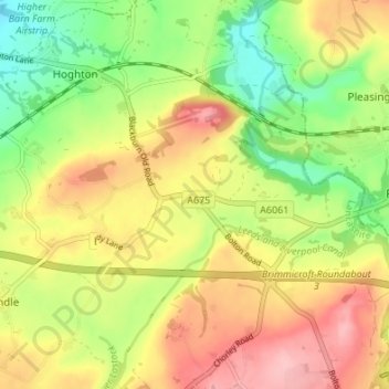 Mappa topografica Riley Green, altitudine, rilievo