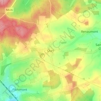 Mappa topografica Ourt, altitudine, rilievo