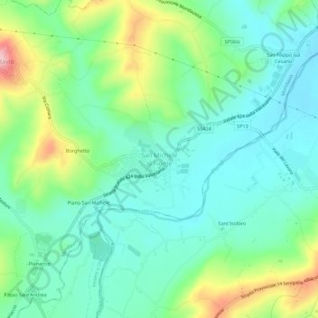Mappa topografica San Michele al Fiume, altitudine, rilievo