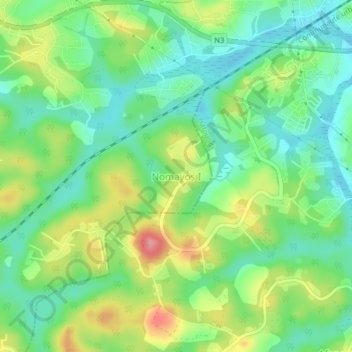 Mappa topografica Nomayos I, altitudine, rilievo