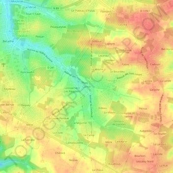 Mappa topografica Camot, altitudine, rilievo