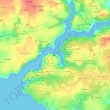 Mappa topografica Bélon, altitudine, rilievo