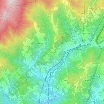 Mappa topografica Fumeri, altitudine, rilievo