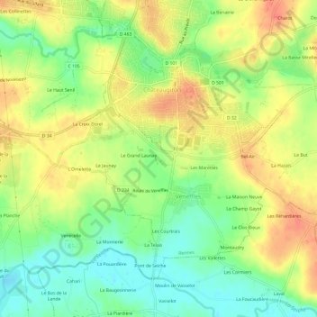 Mappa topografica La Gaudinais, altitudine, rilievo