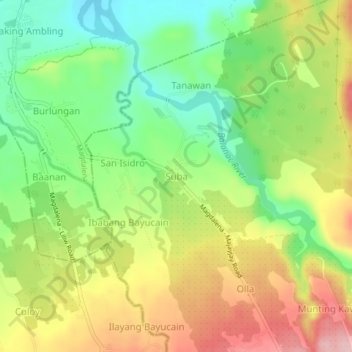 Mappa topografica Suba, altitudine, rilievo