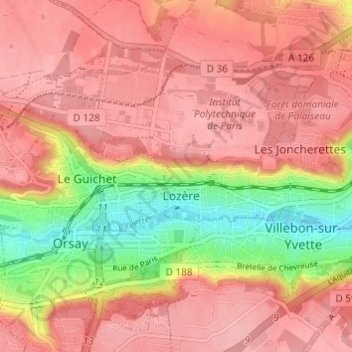 Mappa topografica Les Taupiniaux, altitudine, rilievo