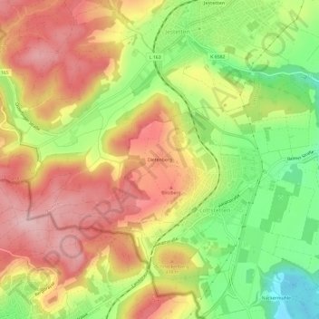 Mappa topografica Dietenberg, altitudine, rilievo