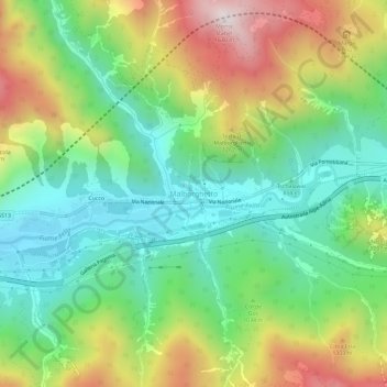 Mappa topografica Malborghetto, altitudine, rilievo