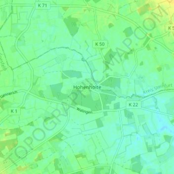 Mappa topografica Hohenholte, altitudine, rilievo