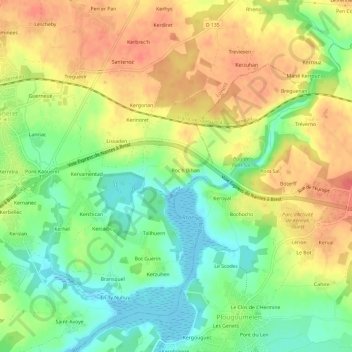 Mappa topografica Le Teno, altitudine, rilievo