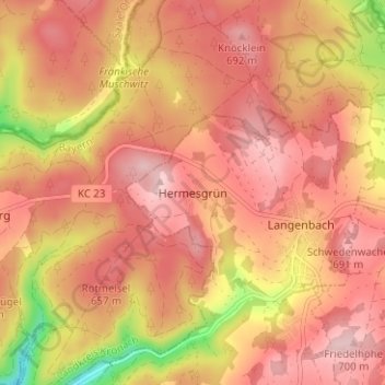Mappa topografica Hermesgrün, altitudine, rilievo