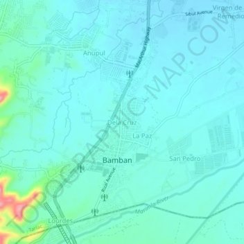 Mappa topografica Dela Cruz, altitudine, rilievo