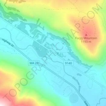 Mappa topografica Mazama, altitudine, rilievo