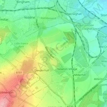 Mappa topografica Hilltown, altitudine, rilievo