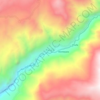 Mappa topografica Pucara, altitudine, rilievo