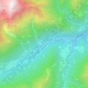 Mappa topografica San Carlo, altitudine, rilievo