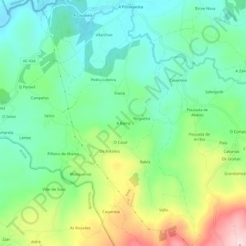 Mappa topografica A Barra, altitudine, rilievo