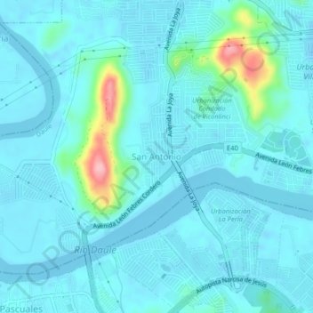 Mappa topografica San Antonio, altitudine, rilievo