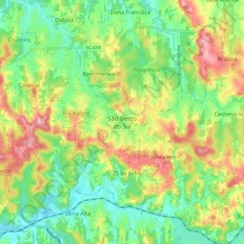 Mappa topografica São Bento do Sul, altitudine, rilievo