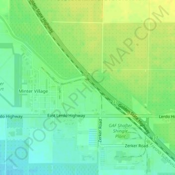 Mappa topografica Dow, altitudine, rilievo