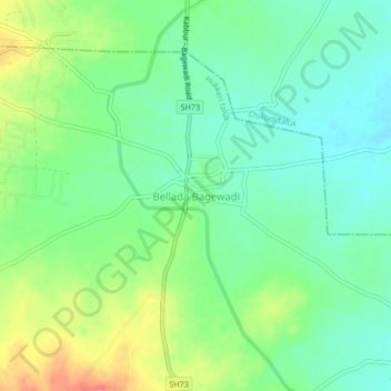 Mappa topografica Bellada Bagewadi, altitudine, rilievo