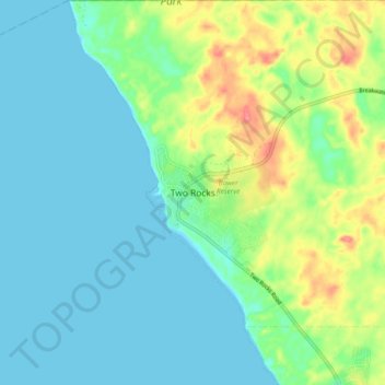 Mappa topografica Two Rocks, altitudine, rilievo