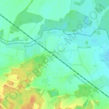 Mappa topografica Klein Warnow, altitudine, rilievo