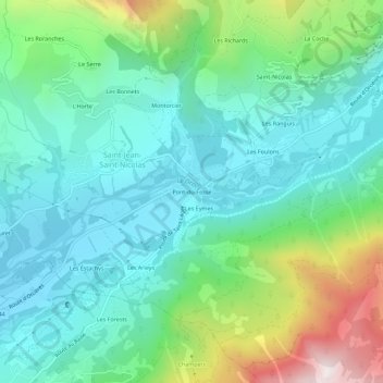 Mappa topografica Pont-du-Fossé, altitudine, rilievo