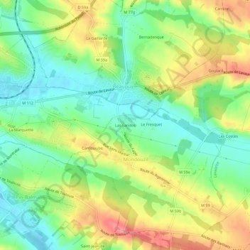 Mappa topografica Las Landos, altitudine, rilievo