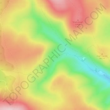 Mappa topografica Nagshead Knowe, altitudine, rilievo