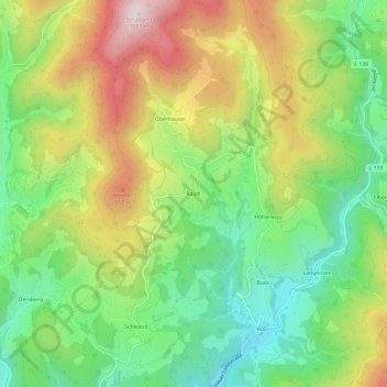 Mappa topografica Raich, altitudine, rilievo