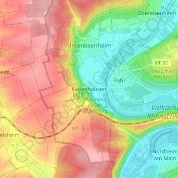 Mappa topografica Kaltenhausen, altitudine, rilievo
