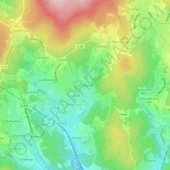 Mappa topografica Les Fougères, altitudine, rilievo