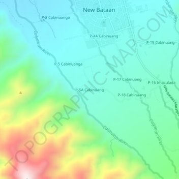 Mappa topografica P-5A Cabinuang, altitudine, rilievo